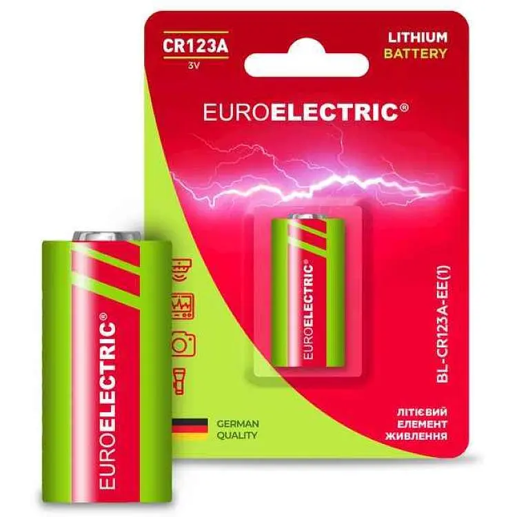 Батарейка літієва EUROELECTRIC CR123/CR123A 1шт 3V blister