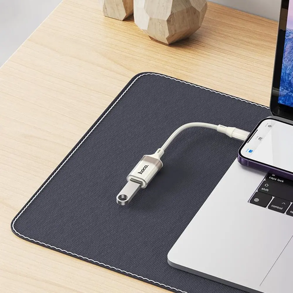 Адаптер переходник Hoco UA39 Lightning to USB 2.0 apricot - фото 2