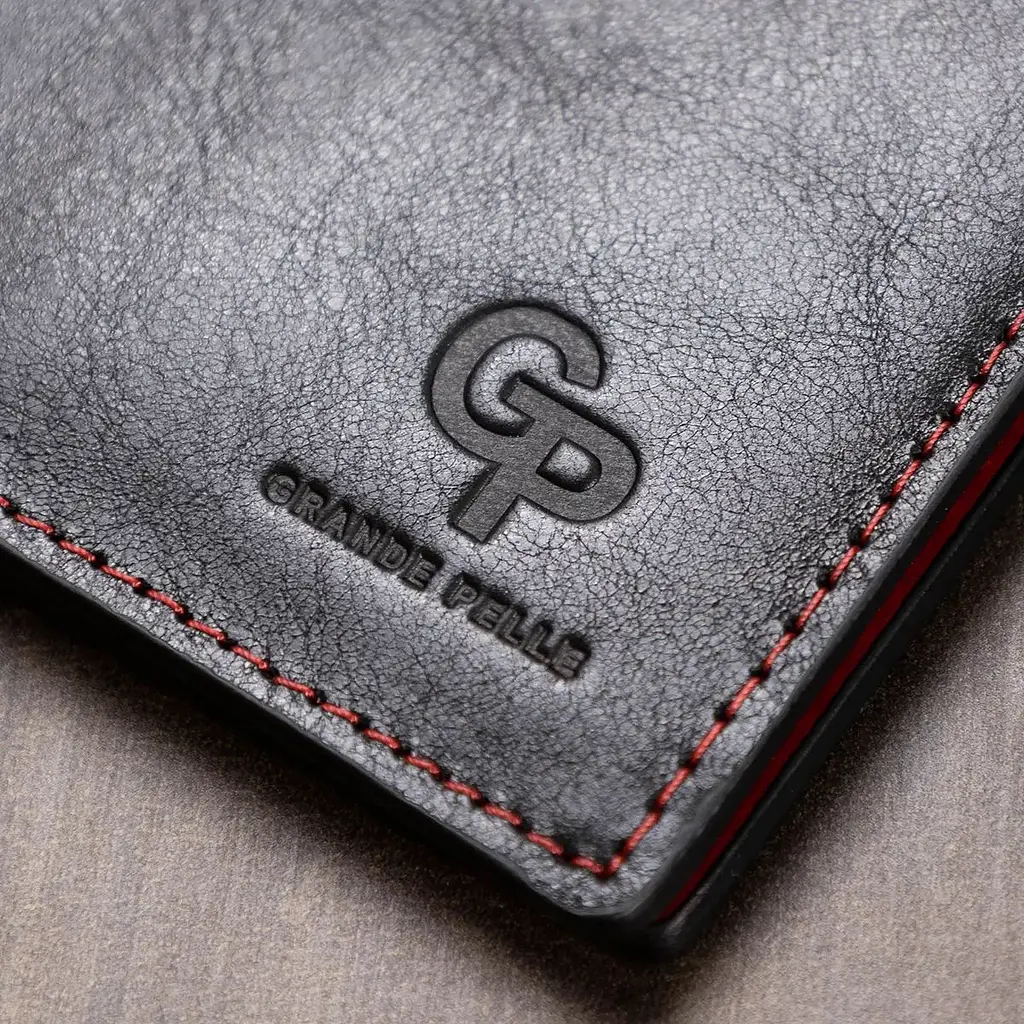 Шкіряний стильний затискач для грошей унісекс Grande Pelle 11541 чорний - фото 8