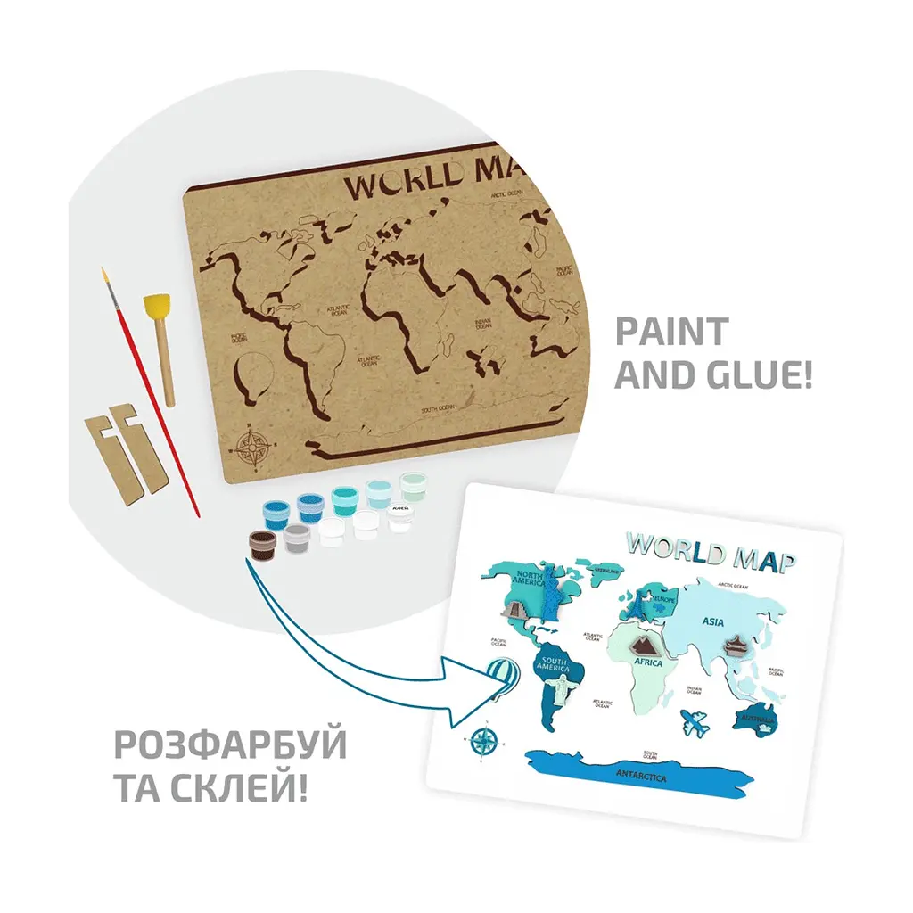 Набор для творчества Rosa Talent World Map 3D МДФ 30,5х37,5 см (4823098540014) - фото 3