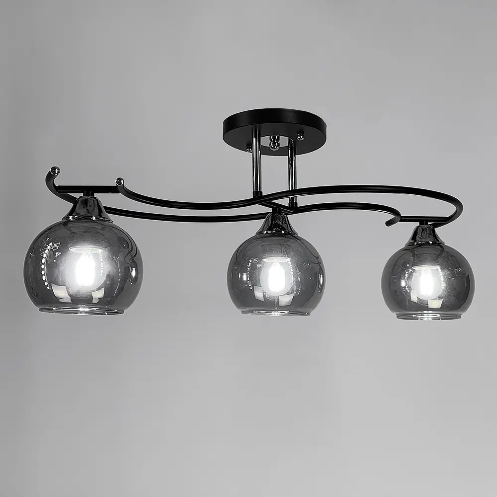 Современная люстра в черном корпусе на 3 графитовых плафона Line.F 11585/3D - фото 2