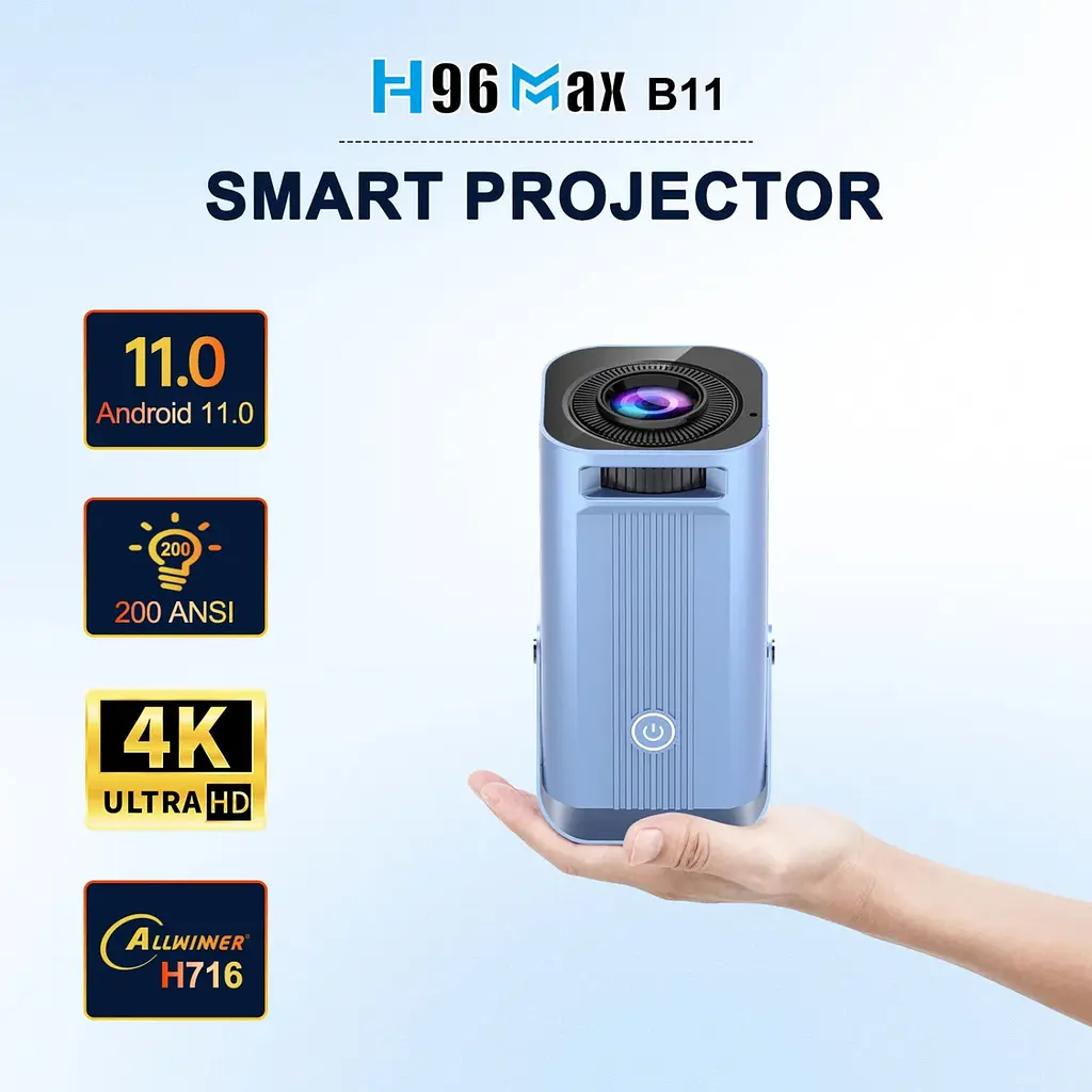 Проектор H96 MAX B11 LED LCD HD 200AL 16:9 H716 2G/16G Android 11.0 HDMI WiFi BT сірий - фото 4