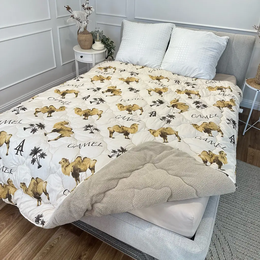 Ковдра двоспальна відкрита двостороння з вовни Arda Camell wool 21437 175х215 см бежева