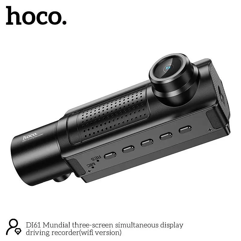 Відеореєстратор HOCO Mundial three-screen simultaneous display driving recorder DI61 (wifi version) |720p/480p+480p rear, 3.16"| - фото 3