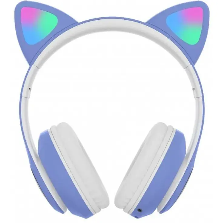 Бездротові навушники Cat ear VZV-23M/7805 Bluetooth з вушками LED Сині - фото 3