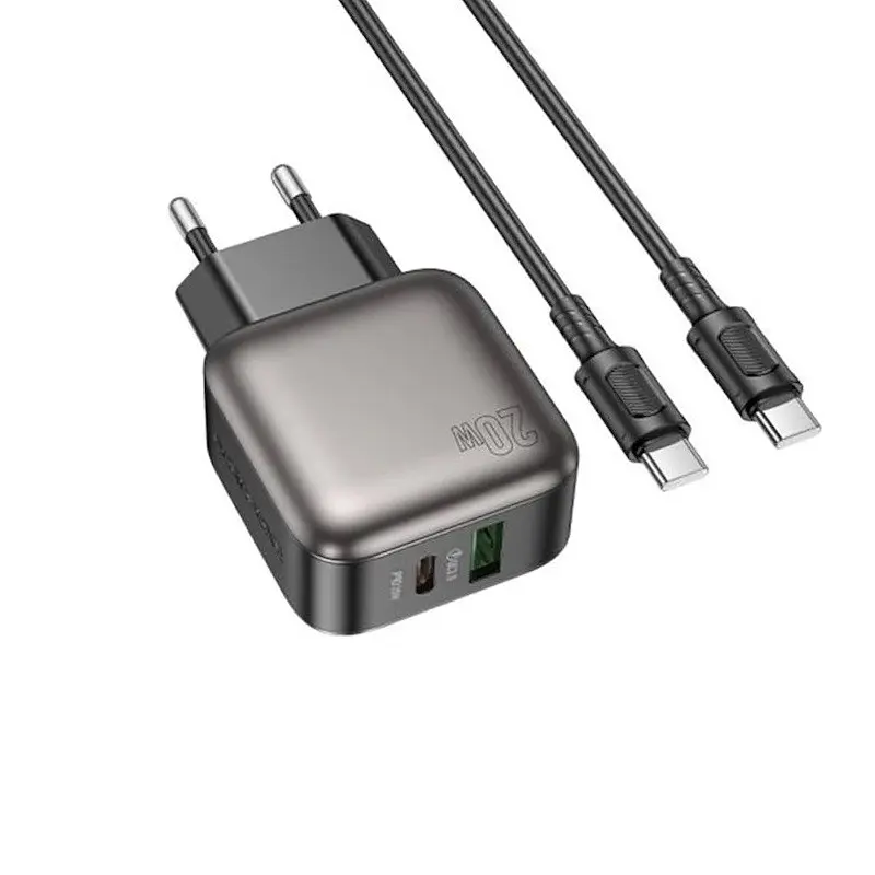Мережевий зарядний пристрій Borofone BAS54A Absolute PD20W+QC3. 0 charger (EU) чорний - фото 3