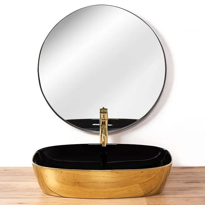 Умивальник Rea Rich 38,5x60,5 black/gold (REA-U9600) - фото 3