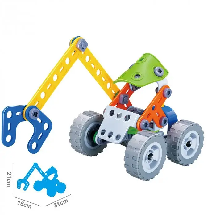 Болтовая разборная игрушка Build&Play "Экскаватор" HANYE J-7704, 74 элемента - фото 2