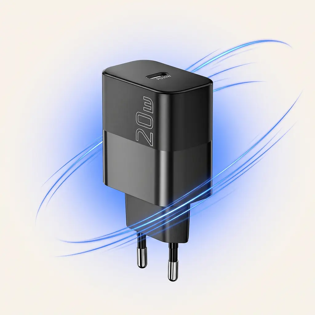 Комплект Essager: зарядний пристрій 20W (USB-C) + кабель USB-C-USB-C, EU, чорний - фото 9