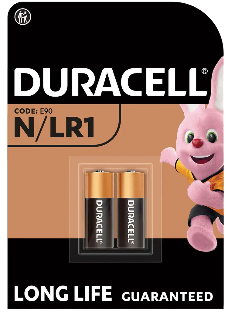 Спеціальна лужна батарейка Duracell N 1,5V, (E90 / LR1), 2 шт. в упаковці
(6409651)