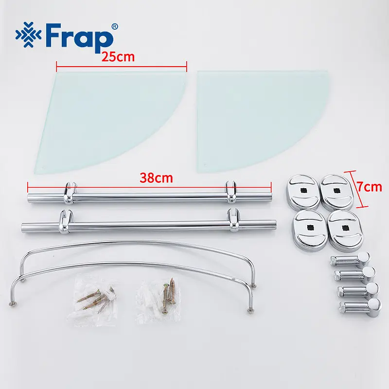 Полиця скляна подвійна кутова 250x250 Frap F1907-2 1/10, Хром - фото 5