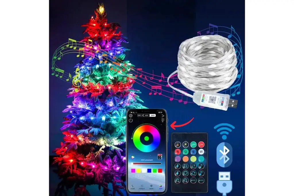 Світлодіодна розумна гірлянда Smart LED 20м IP65 з Bluetooth для ялинки від USB 20м - фото 2
