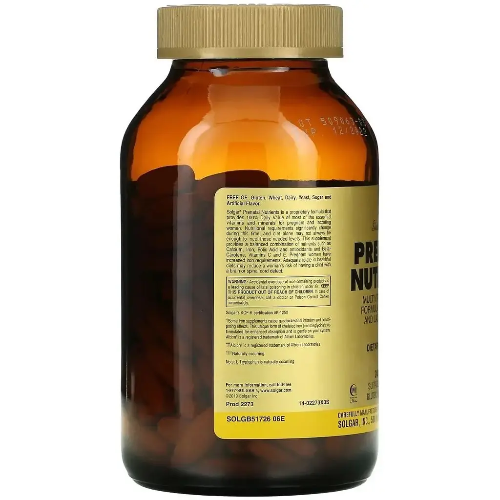 Мультивітаміни для вагітних Solgar Prenatal Nutrients 240 таблеток - фото 3