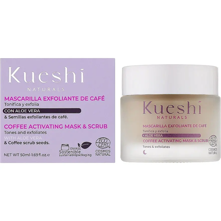 Маска-скраб для лица Kueshi Naturals Coffee Activating Mask &amp; Scrub активированная кофейная 50 мл - фото 2