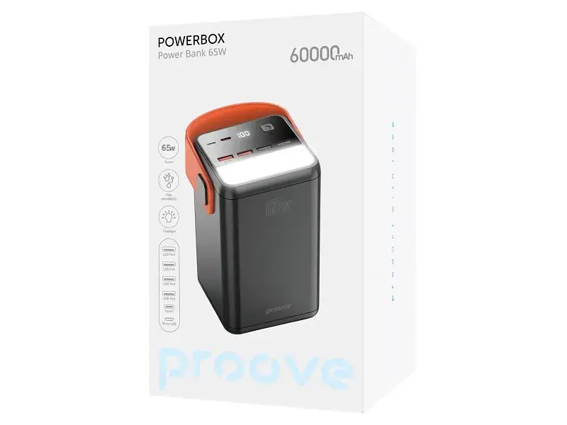 Зовнішній акумулятор (павербанк) Proove 60000mAh Powerbox 65W Black (PBPB65412201) - фото 3