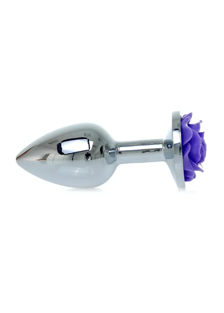 Анальна пробка Jewellery Silver Rose Plug Purple - фото 4