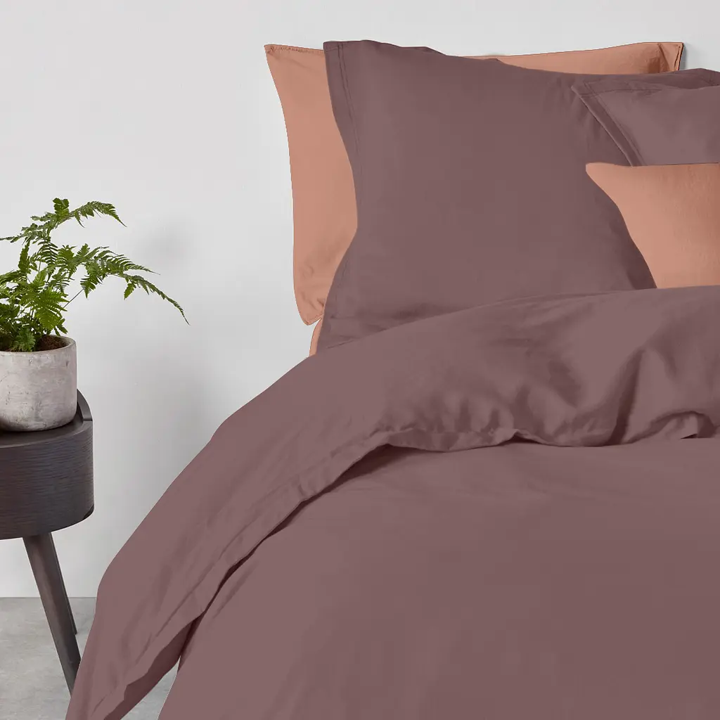 Комплект постільної білизни Cosas євро з простирадлом на резинці MOUSSE CS1 200 x 220 см (Ranfors_Chocolate_El-Brick_200) - фото 2