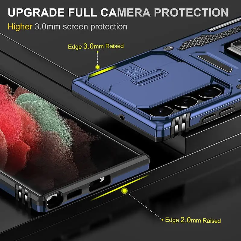 Чехол ударопрочный Epik Camshield Army Ring для Samsung Galaxy S24 Ultra Синий/Navy - фото 6