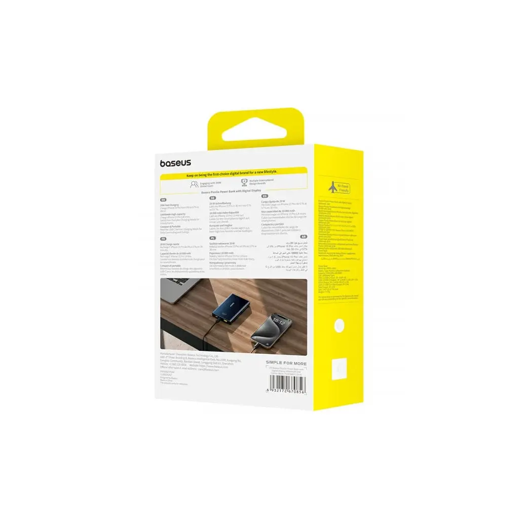 Батарея універсальна Baseus 10000mAh PicoGo 20W PD, QC, USB-A, 2*USB-C, Black (P10076801123-00) - фото 7
