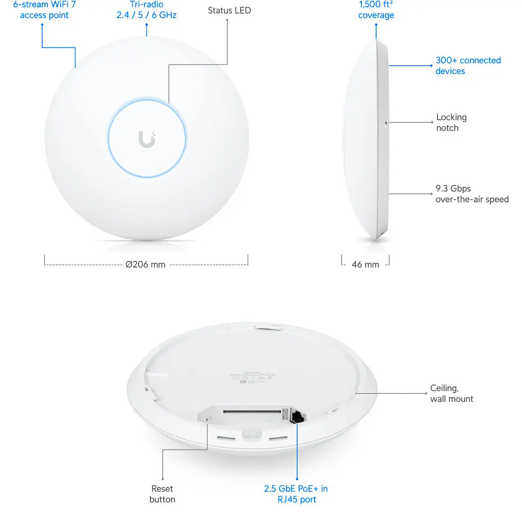 Точка доступу Wi-Fi Ubiquiti UniFi 7 PRO (U7-PRO) - фото 9