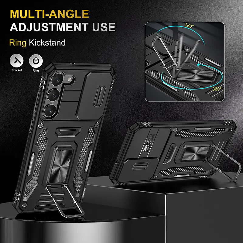 Ударостійкий чохол Camshield Army Ring для Samsung Galaxy S21 Чорний / Black - фото 3