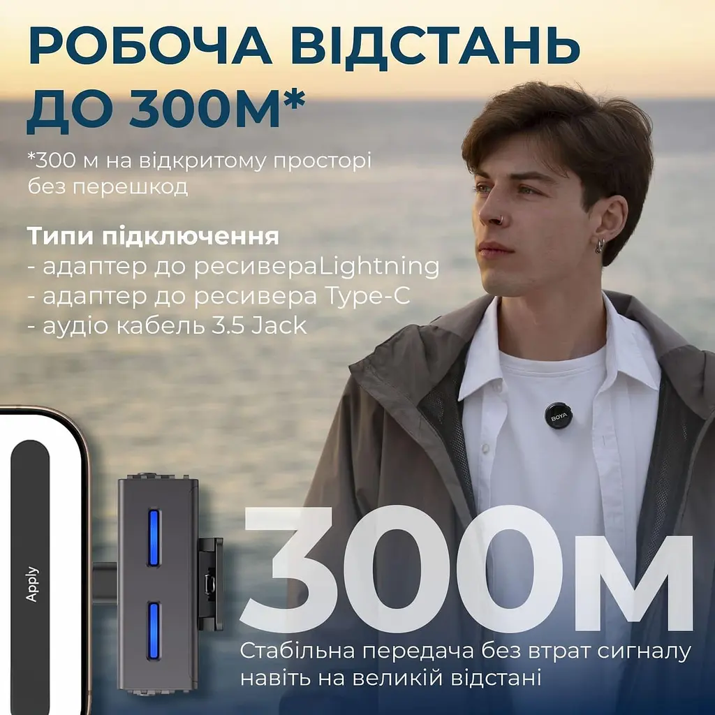 Микрофон Boya LINK 3-01 Type-C/TRS/Lightning Black (LINK 3-01) - фото 11