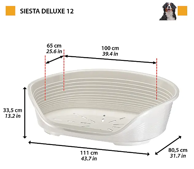 Пластиковий лежак для собак і котів Ferplast Siesta Deluxe 12 чорний 111×80,5×33,5 см 70212917 - фото 2