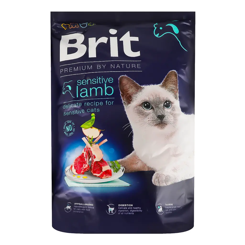 Сухой корм для котов с чувствительным пищеварением Brit Premium by Nature Cat Sensitive с ягненком 1.5 кг - фото 2