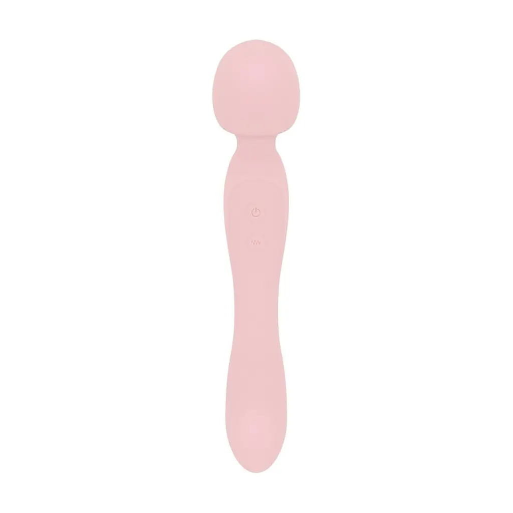 Двосторонній масажер-вібратор Good Vibes Only - SIMI Double-Sided Wand Vibrator Soft Silicone - Pink - фото 4