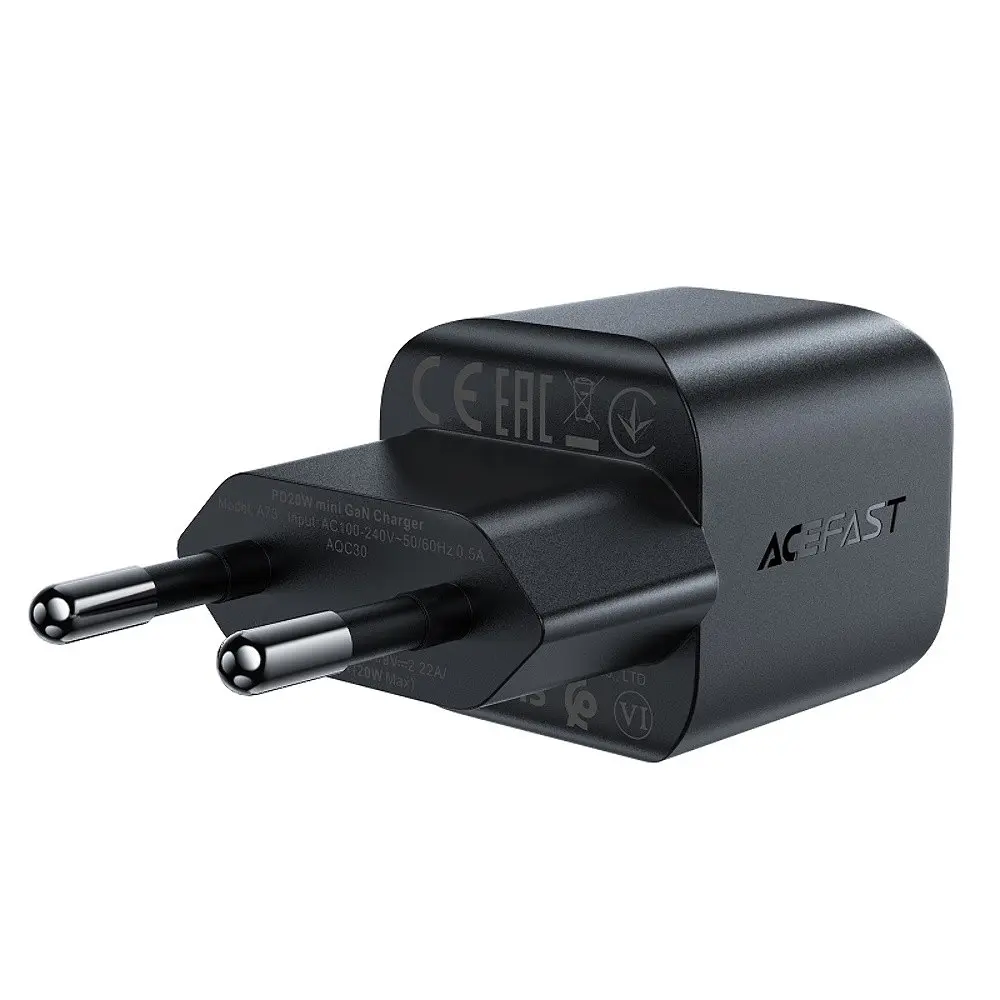 Зарядний пристрій Acefast A73 mini Type-C PD20W GaN чорний - фото 5