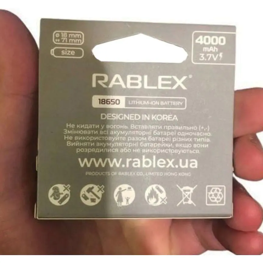 Літій-іонний акумулятор Rablex 18650 4000 mAh (Li-ion) 3.7 V Original - фото 4