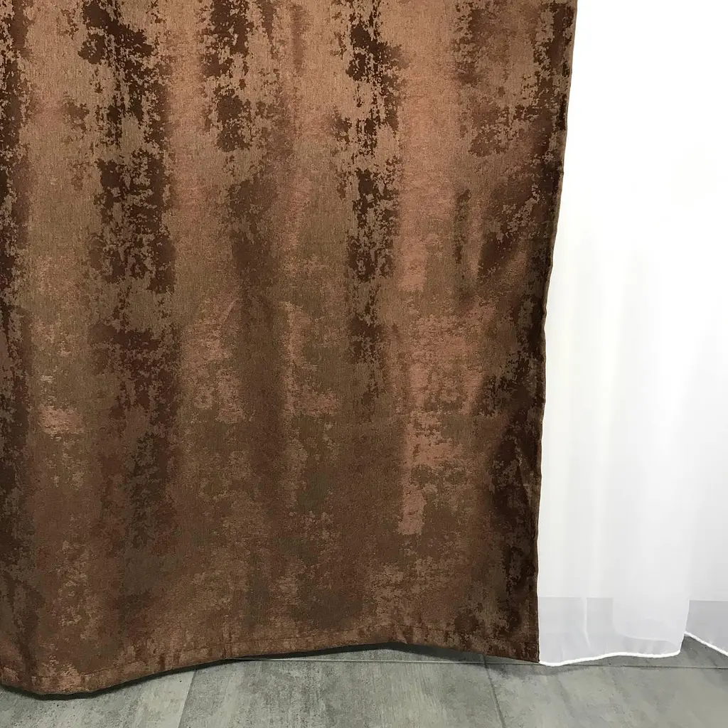Мармурові жакардові штори коричневого кольору на тасьмі 2шт. 150х270 ALBO pbe0052506 - фото 2