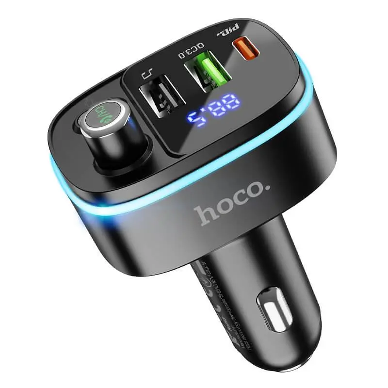 Автомобильный адаптер HOCO Fast car BT FM transmitter E62 2USB и 1Type-C 20W - фото 4