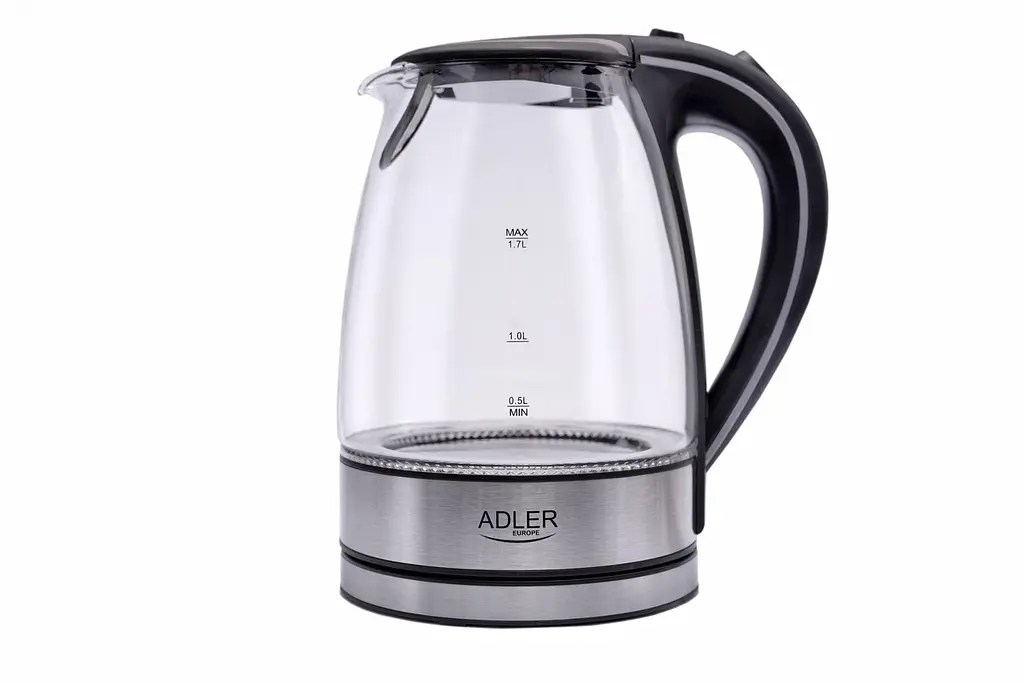 Скляний електрочайник Adler AD 1225, 1,7 л, із підсвічуванням, 2200 Вт, чорний - фото 2