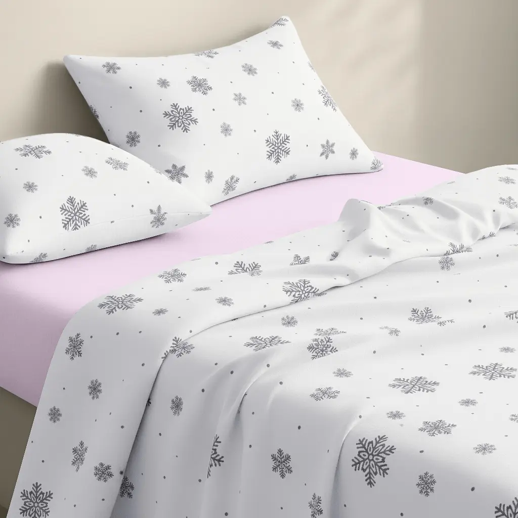 Дитяча постільна білизна фланель в ліжечко SNOWFLAKES SILVER CS5 COSAS (4822052477175) - фото 2