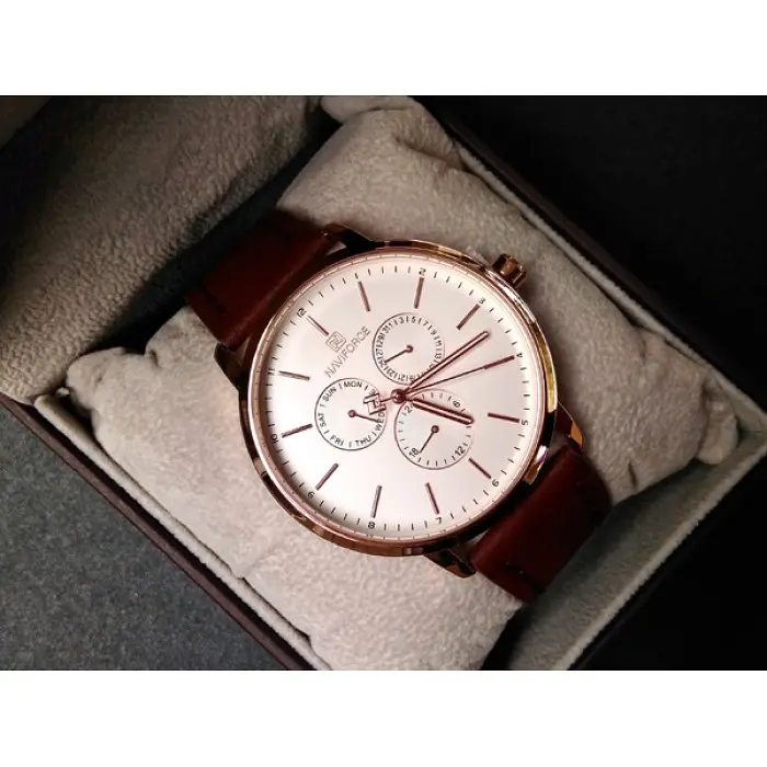 Чоловічий годинник Naviforce Business Leather Gold NF3001 - фото 2