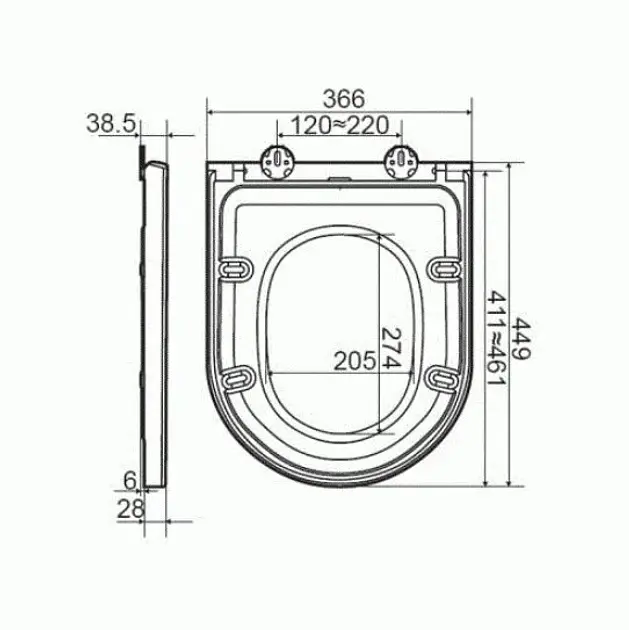 Сидение для унитаза Cersanit Slim Wrap K11-2343-PT Soft Close из дюропласта антибактериальное - фото 4