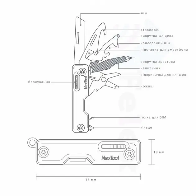 Мультитул Nextool Multi Functional Knife NE20099 Blue - фото 2