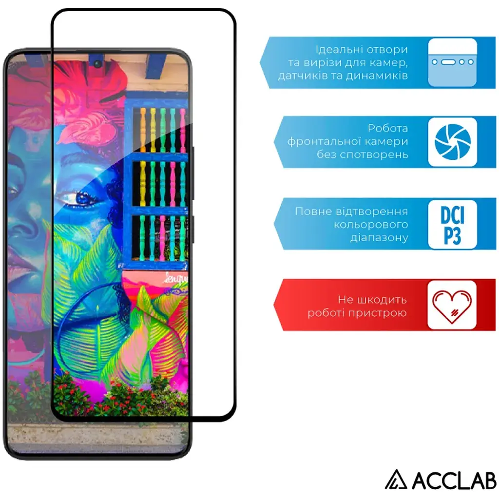 Скло захисне ACCLAB Full Glue Xiaomi Redmi Note 13 Pro Plus 5G Black (1283126583827) - фото 5