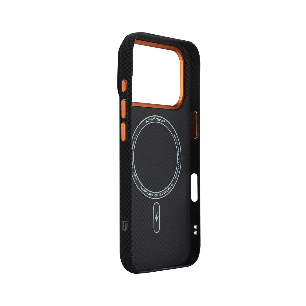 Чохол ArmorStandart LikeCarbon2 SE MagCase для Apple iPhone 17 Pro Kevlar Black Orange - фото 4