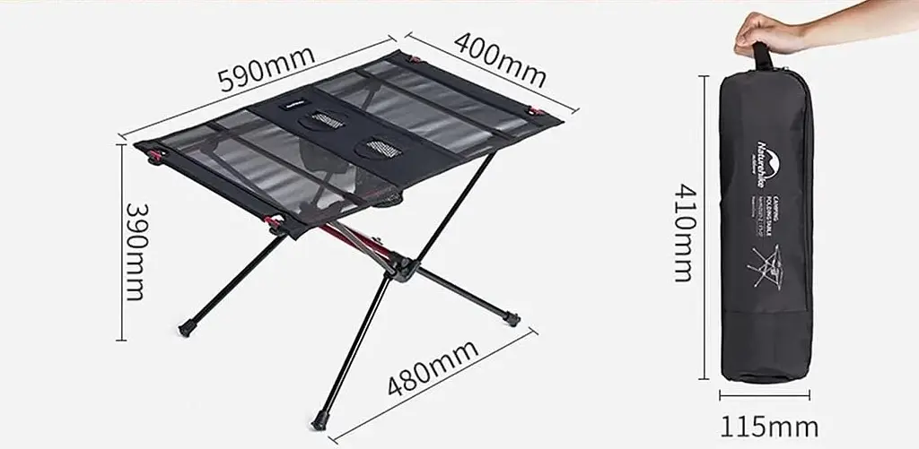 Складной стол Naturehike (NH19Z027-Z) сетка-карбон, черный - фото 3
