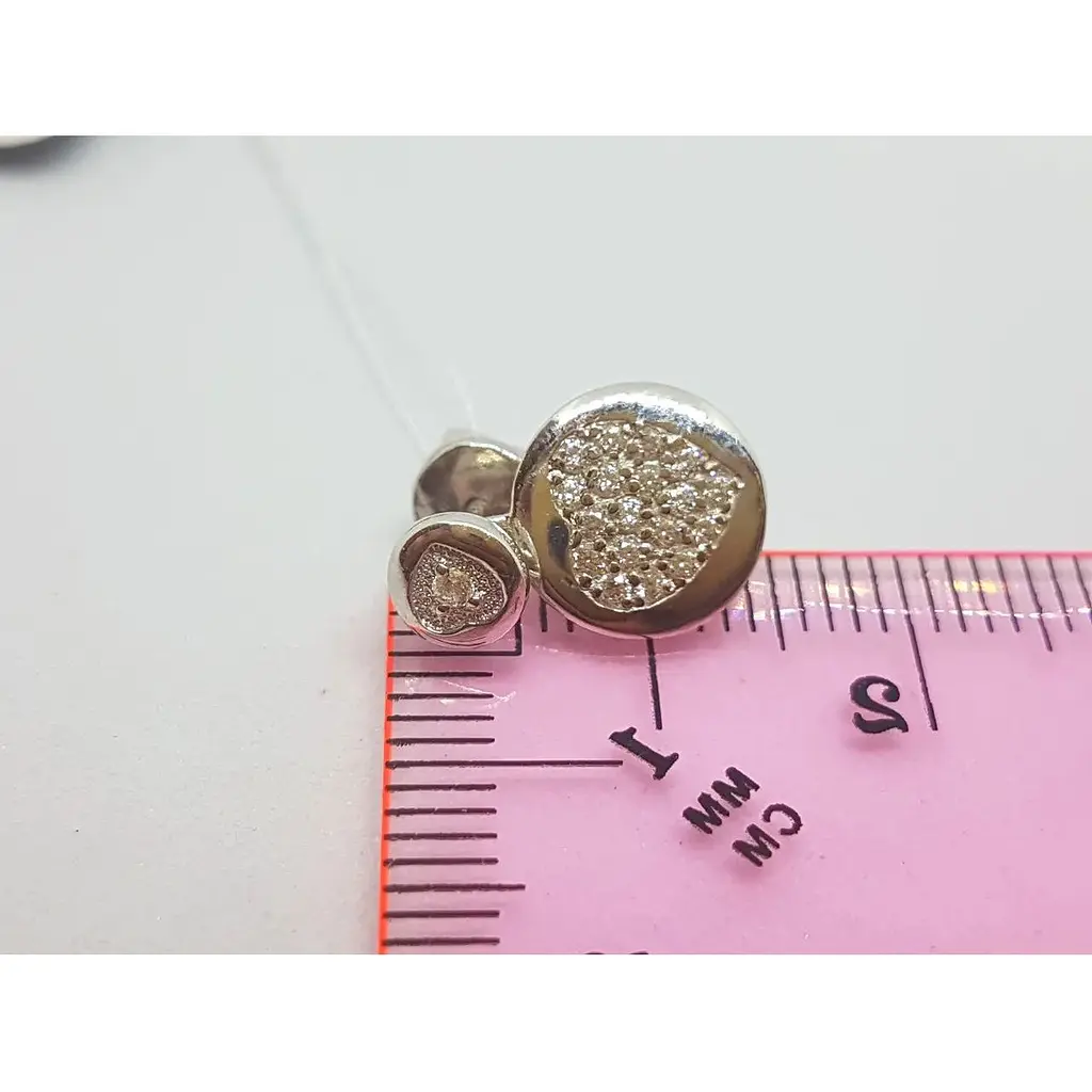 Серебряные пуссеты Лазурит Сердечки 2 в 1 с фианитами. 29055р - фото 5