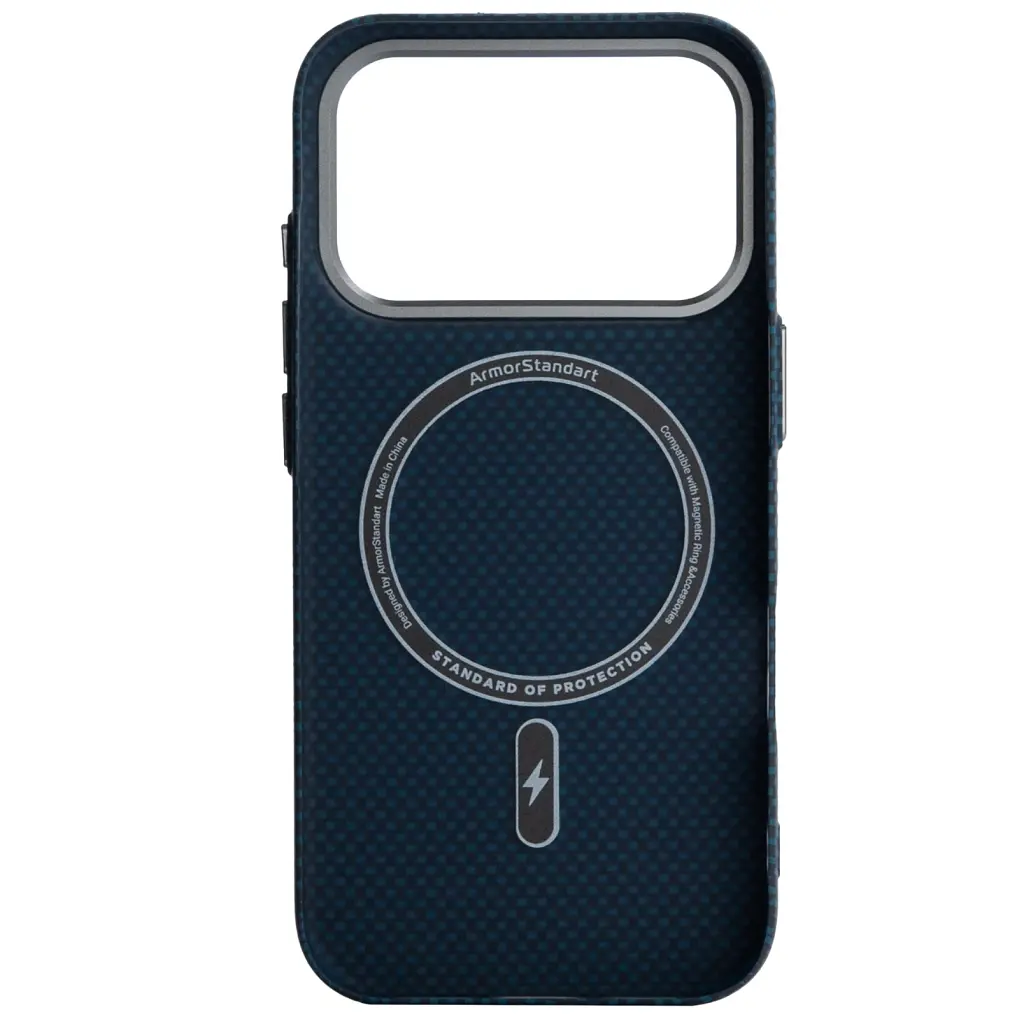 Чохол до мобільного телефона Armorstandart LikeCarbon2 MagCase Apple iPhone 17 Pro Kevlar Dark Blue (ARM88554) - фото 2