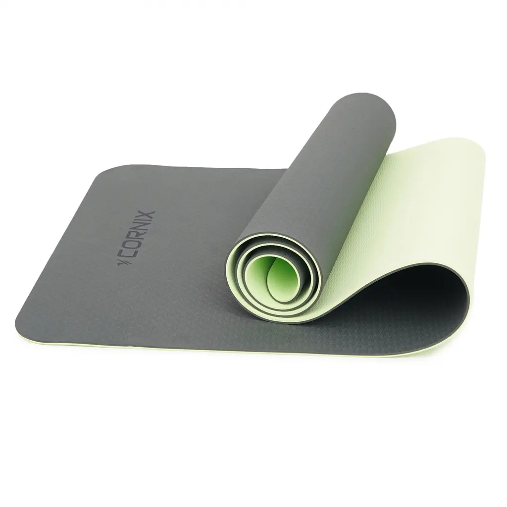 Килимок спортивний Cornix TPE 183 x 61 x 0.6 см для йоги та фітнесу XR-0002 Black/Green - фото 2