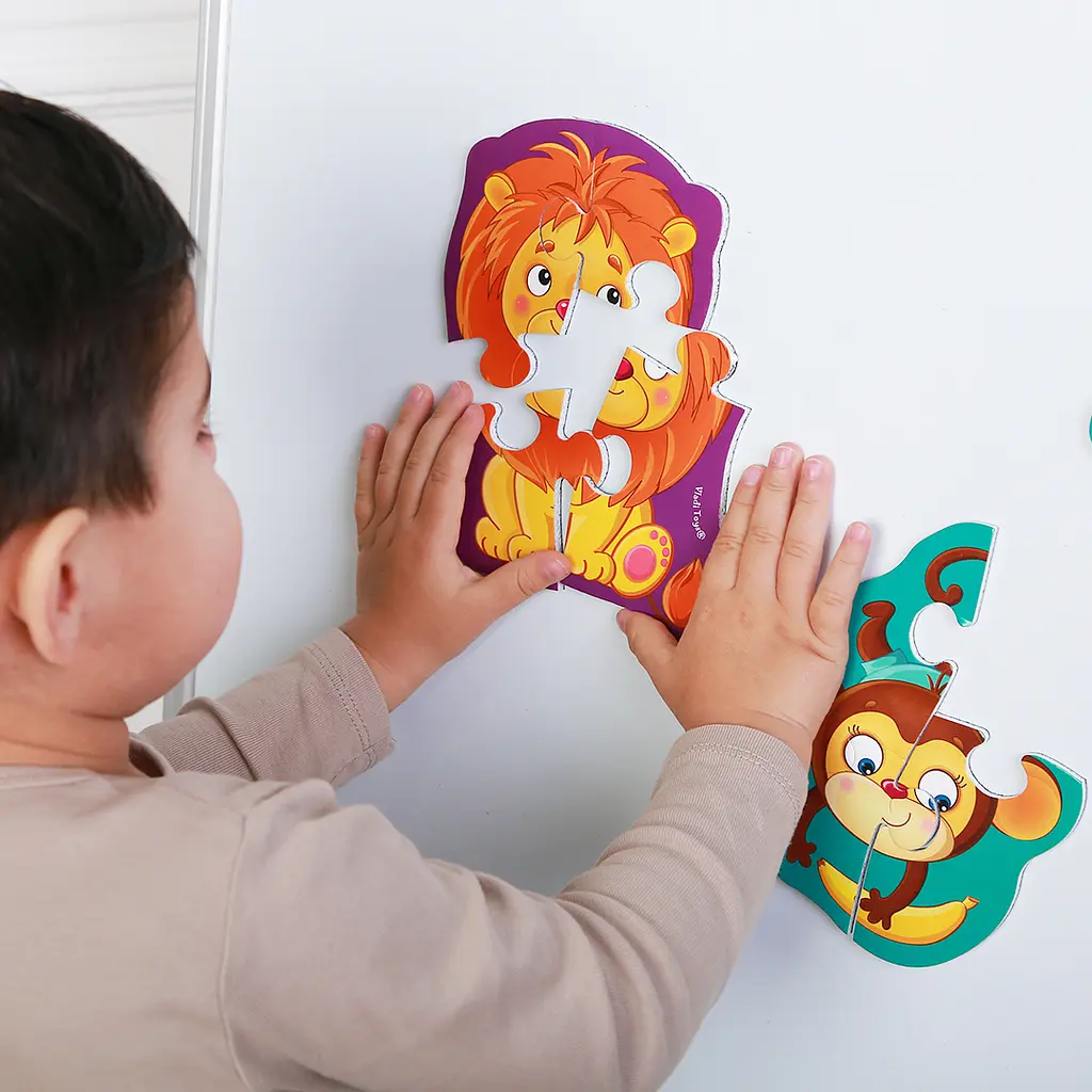 Магнітні бебі пазли Vladi Toys Левеня і мавпочка, укр. мова, 4 елементи (VT3208-11) - фото 3