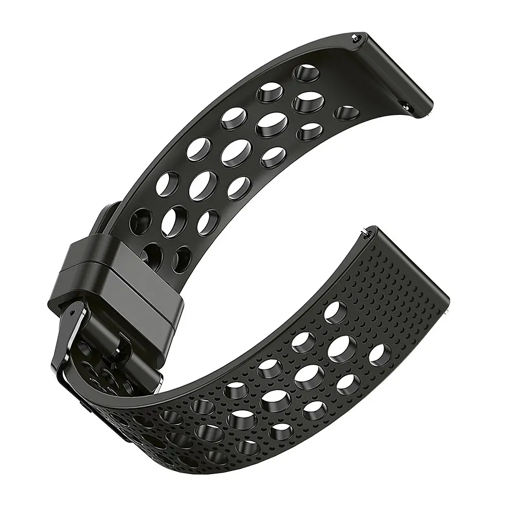 Ремінець для Blackview R3R3 ProR3 MaxR5X5 - чорний ширина кріплення 20мм силікон Watchbands double (W39-7WB16511246) - фото 2