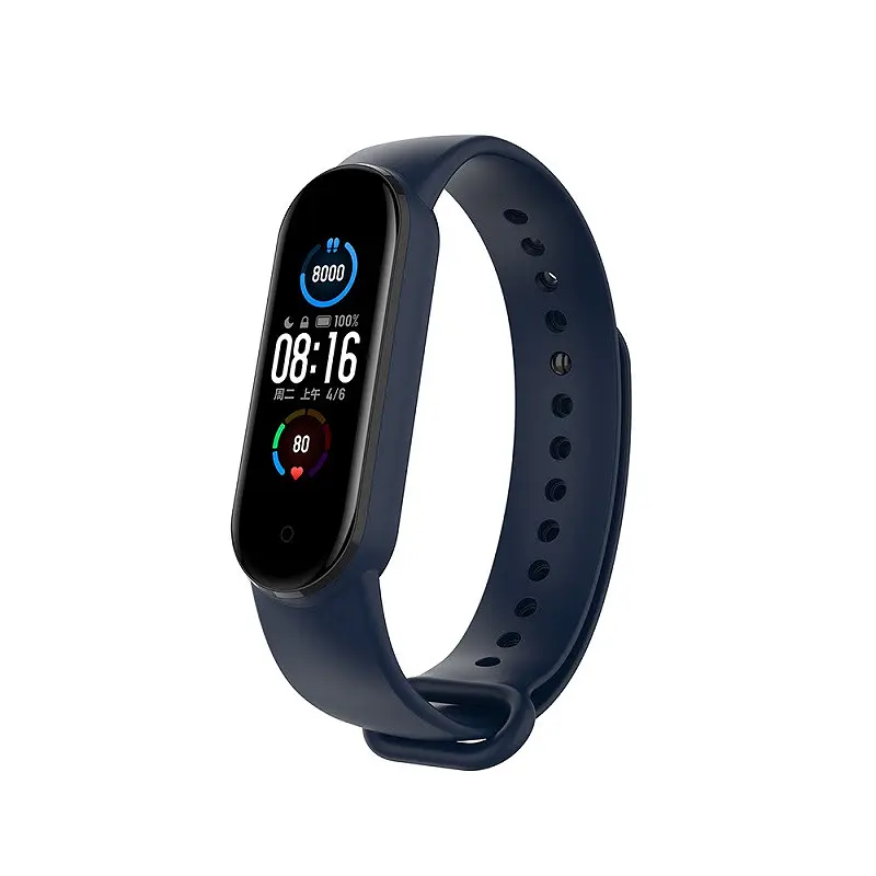 Ремінець для фітнес-браслета Lemfo для Xiaomi Mi Band 5, 6, 7 темно-синій - фото 3