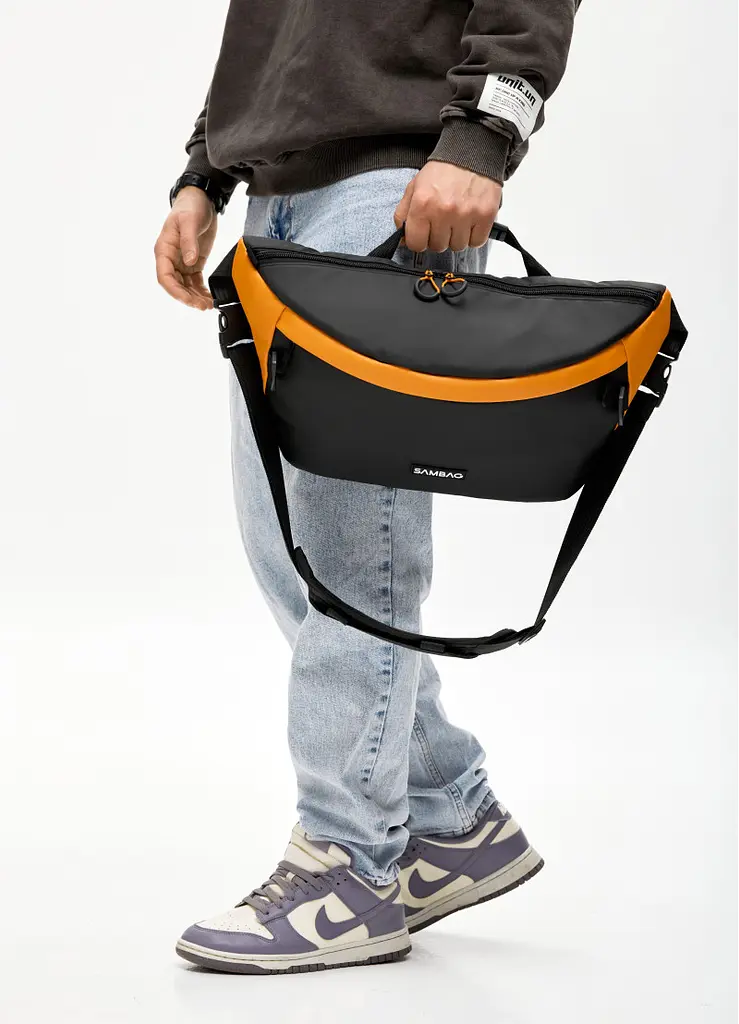 Чоловіча cумка-бананка під ноутбук Sambag Urban Laptop чорно-помаранчева 46 × 26 см (51411129m) - фото 5