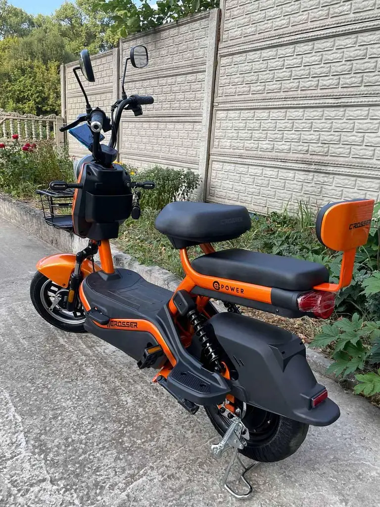 Электроскутер Двухместный Crosser CR1 (800W, 60V, 24ah графен АБК) Оранжевый - фото 6