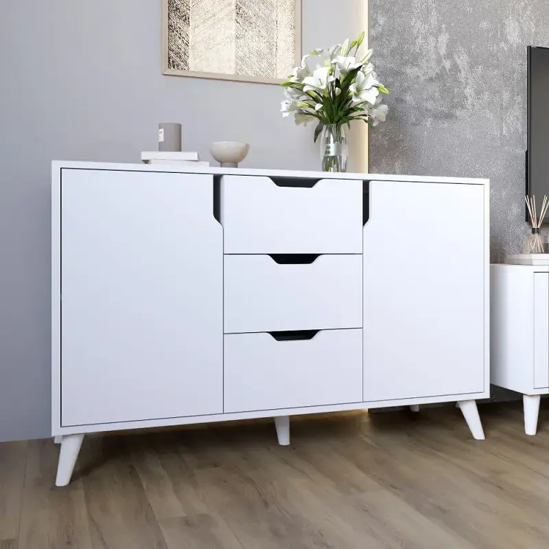 Комплект меблів для вітальні М-ЗОН Борн Німфея Альба (білий) 5 предметів з білими ніжками (MZN-031067) - фото 7